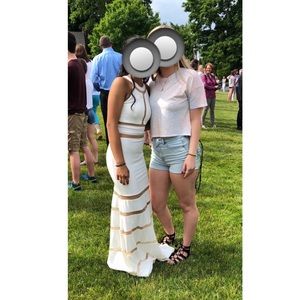 White Halter Neck Jovani Prom Dress